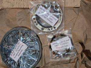 lot 165 image: 1967 Johnson JW-22 3HP Vintage Boat Motor Parts - Armature Plate Support, Magneto Cam, Armature Mounting Assembly