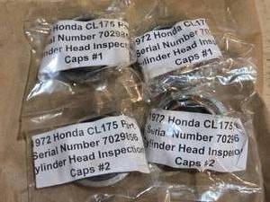 lot 172 image: 1972 Honda CL175 Cylinder Head Inspection Caps Vintage Motorcycle Parts