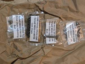 lot 240 image: 1980 Honda XR200 Parts Drive Chain Adjust Bolt, Cam Chain, Front Drive Sprocket
