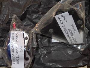 lot 260 image: 1963 Evinrude 40HP Vintage Boat Motor Parts Ignition Coil and Cut Off Switch