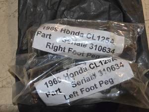 lot 261 image: 1969 Honda CL125A Left and Right Foot Pegs Vintage Motorcycle Parts