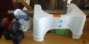 Squatty potty to put your feet up when you go, 2 flasher lights, waterpik