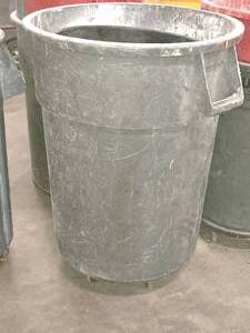 lot 232 image: Plastic Rolling Trash Can, Trash Can