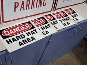 lot 305 image: Lot of (5) Plastic DANGER HARD HAT AREA Signs