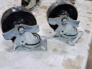 lot 618 image: Lot of (2) 4 Locking Swivel Caster Wheels (New)