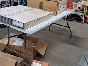 lot 670 image: 71 Plastic Top  Metal Folding Table
