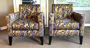 Pair of Custom Contemporary Upholstered Arm Chairs