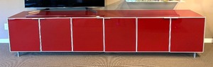 Contemporary Media Cabinet  Red Contemporary Lowboard Cabinet