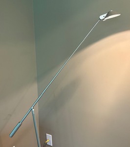Silver Toned Adjustable Height Floor Modern Lamp