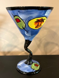 Set of Four Hand Painted Martini Glasses