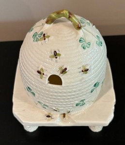 Belleek Shamrock Honey Pot