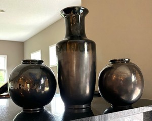 Three Decorative Metallic Finish Vases