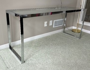 Chrome Glass Top Console Table