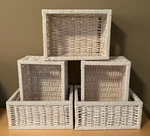 White Storage Bins, Photo Books and Picture Frame