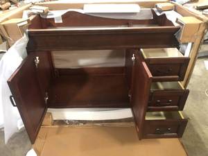 Home Decorators Collection Ashburn 48 in. W x 21.63 in. D x 34 in. H Bath Vanity Cabinet without Top in Mahogany    Customer Returns See Pictures