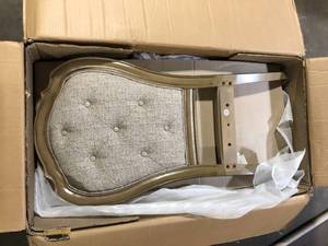 Acme Furniture Chelmsford Beige Fabric and Antique Taupe Fabric Tufted Arm Chair (Set of 2) Customer Returns See Pictures