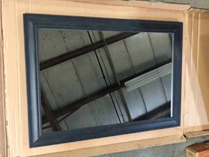 Amanti Art Rustic Pine Black 41.5 in. x 29.5 in. Non-Beveled Rustic Rectangle Wood Framed Wall Mirror in Black  Customer Returns See Pictures