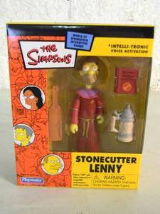 The Simpsons World of Springfield Interactive Figure - RARE - STONECUTTER LENNY - PLAYMATES - IN BOX - AWESOME PIECE - SEE PICTURES