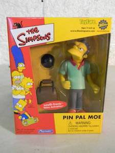 The Simpsons World of Springfield Interactive Figure - RARE - PIN PAL MOE BOWLING - PLAYMATES - IN BOX - AWESOME PIECE - SEE PICTURES
