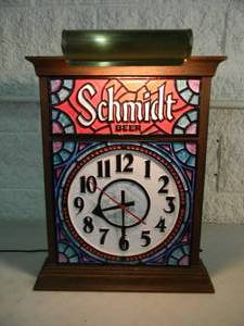 lot 5 image: NEW OLD STOCK Schmidt Beer lighted clock  sign - NICE OLD SCHOOL PIECE - GREAT PIECE - SEE PICTURES