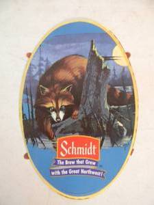 lot 11 image: VINTAGE Schmidt Beer Racoon Insert Sign - NICE - GREAT OLD SCHOOL PIECE - SEE PICTURES