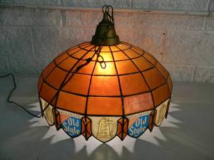 lot 21 image: VINTAGE LARGE Old Style Beer - Hanging Bar  Pool Table Light - NICE - WORKS - GREAT OLD SCHOOL PIECE - APPROX 24 - SEE PICTURES