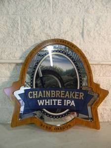 lot 27 image: RARE - ORIGINAL DESCHUTES BREWERY CHAINBREAKER WHITE EPA BAR SIGNMIRROR - NICE - AWESOME PIECE - APPROX 25 By 22 - SEE PICTURES