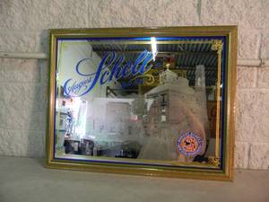 lot 28 image: RARE - ORIGINAL August Schell Since 1860 BAR SIGNMIRROR SCHELLS BREWERY NEW ULM, MINNESOTA - NICE - AWESOME PIECE - APPROX 28 By 21 - SEE PICTURES
