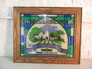 lot 35 image: RARE ORIGINAL - THE CHRISTIAN BROTHERS CENTENNIAL 1882-1982 WINES & BRANDIES BAR SIGN  MIRROR - NICE - GREAT PIECE - APPROX 25 By 21 - SEE PICTURES