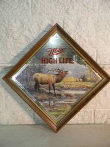 lot 50 image: VINTAGE 1990s - Miller HIGH LIFE - Scott Zoellick CHALLENGE DIAMOND BAR SIGNMIRROR - NICE - COOL OLD SCHOOL PIECE - APPROX 19 By 19 - SEE PICTURES