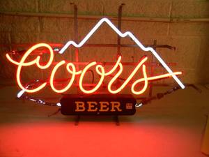 lot 56 image: RARE - ORIGINAL - COORS BEER MOUNTAINS NEON LIGHT - WORKS - NICE - AWESOME PIECE - APPROX 23 By 16 - SEE PICTURES