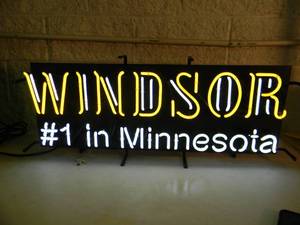 lot 60 image: ORIGINAL - WINDSOR #1 IN MINNESOTA NEON LIGHT - WORKS - NICE - AWESOME PIECE - APPROX 35 By 14 - SEE PICTURES