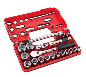 Craftsman V-Series 21-Piece Metric 12-in Drive 6-point Shallow Socket Set Model # CMMT45755V