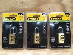 Lot of 3 - Stanley 20mm 34 Combination Indoor Padlock