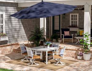 ALLEN  ROTH 10-ft Commercial Navy Auto-tilt Market Patio Umbrella
