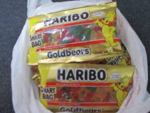 12- 3.5 oz Haribo goldbears...
