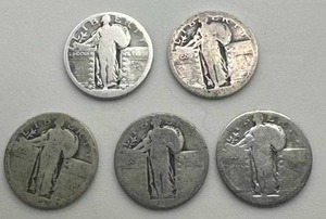 Lot of 5 Standing Liberty Quarters