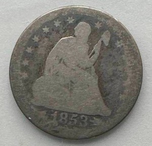 1853 Seated Liberty Quarter w Arrows & Rays