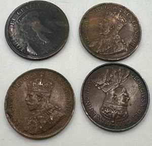 Lot of 4 Canadian Large Cents including 1882H