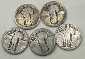 Lot of 5 Standing Liberty Quarters