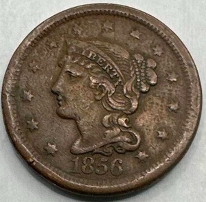 1856 Slanted 5 Large Cent FVF
