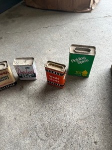 lot 54 image: Wood Box  full of spice tins