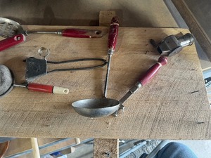 lot 1 image: Board With Old Kitchen Utensils