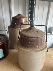 lot 37 image: 2 crocks with lids