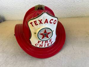 lot 11 image: Texaco Fire Chief Toy Fireman Hat Helmet