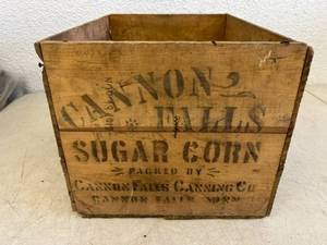lot 57 image: Cannon Falls Sugar Corn, Cannon Falls MN, Wood Shipping Box