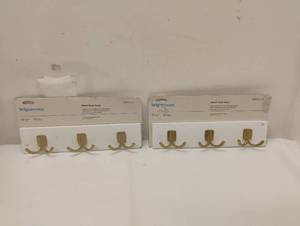lot 48 image: 2 NEW BRIGHTROOM METAL HOOK RACK GOLD
