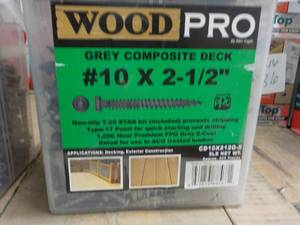 Wood Pro 5 lb. x #10 x 2 12 Grey Composite Deck Screws