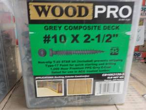 Wood Pro 5 lb. x #10 x 2 12 Grey Composite Deck Screws