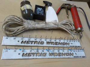 Metric Wrenches, Rope, Grease Gun and more